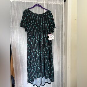 LuLaRoe Carly XL Black and Blue Arrow Dress NWT